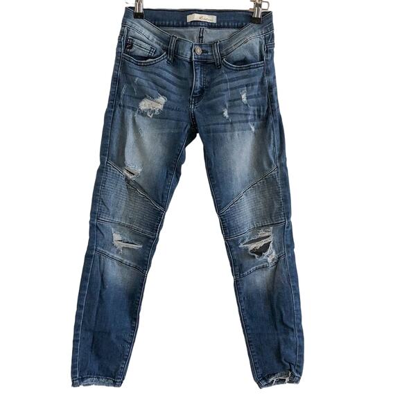 KanCan Skinny Jeans Distressed Moto Denim Ankle KC8201D 25 - Picture 1 of 6